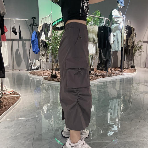 MZ侧边双口袋抽褶工装长半裙40710（灰） 秋季 942190200321 商品图2