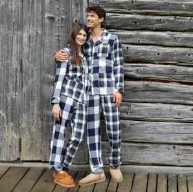【情侣全棉 经典AB格】SCHIESSER德国舒雅全棉AB格子情侣系列男士长袖家居套装39/23562H