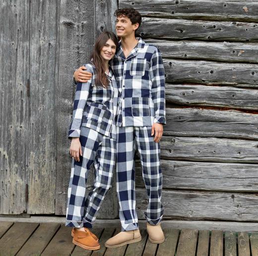 【情侣全棉 经典AB格】SCHIESSER德国舒雅全棉AB格子情侣系列男士长袖家居套装39/23562H 商品图0