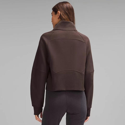 跃牌【瑞幸系列】加绒保暖卫衣女短款休闲时尚Scuba连帽半拉链宽松瑜伽运动外套HCX011 商品图2