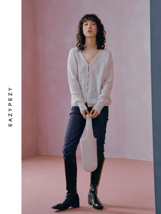 24AW 法式镂空羊绒开衫 商品图1