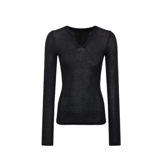 NUTH 亲肤半透长袖针织衫女薄款弹力修身打底针织上衣 商品图9