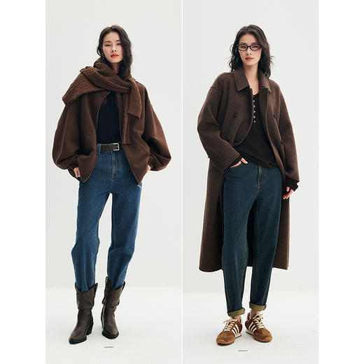 棉仓356619010-大理石纹marble盐缩棉感斜纹复古陨石灰蓝牛仔裤九分牛仔裤 商品图4