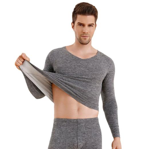 【澳洲天然羊毛，积蓄阳光热浪】秋冬新款羊毛蚕丝保暖内衣套装 女生无痕加厚男士秋衣秋裤 情侣圆领V领内衣套装-QQ 商品图4