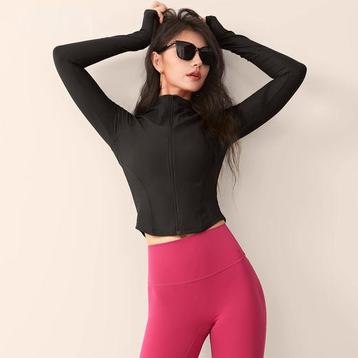 跃牌【禅语梵心】立领休闲跑步外穿瑜伽服女拉链修身运动外套高弹户外裸感健身夹克WT4061 商品图3