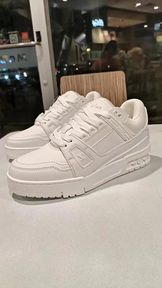 驴家Trainer皮革圆头系带防滑低帮板鞋男女同款白色（HC） 商品图0