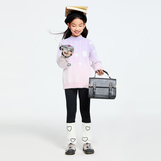 女童全腰针织打底夹裤冬季新款安奈儿童装EG446564 商品图5