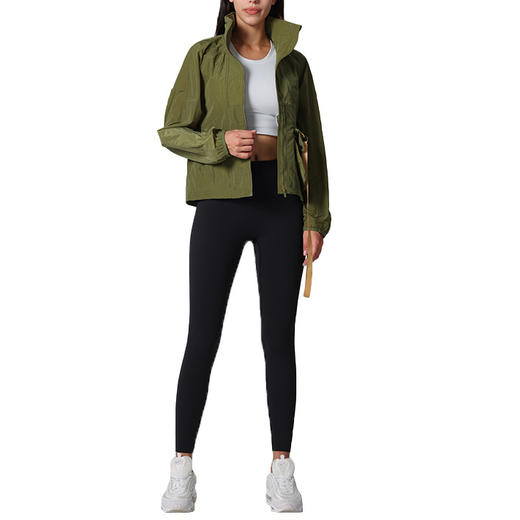 跃牌【瑞幸系列】立领防风户外休闲瑜伽连帽外套可拆卸Convertible拉链运动健身服HWT012 商品图2