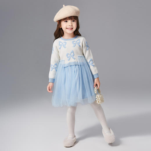 笛莎Deesha 童装女童连衣裙2024冬季新款儿童网纱拼接连衣裙 商品图2