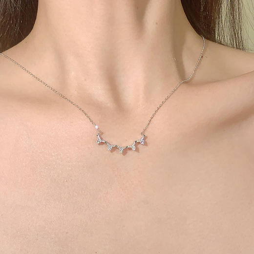 卡蒂罗/KADER 蓝星花 可展开/闭合 一饰两戴 经典五瓣花满镶锆石星星造型设计原创吊坠 闪耀银河锁骨链 七夕表白礼物 商品图6