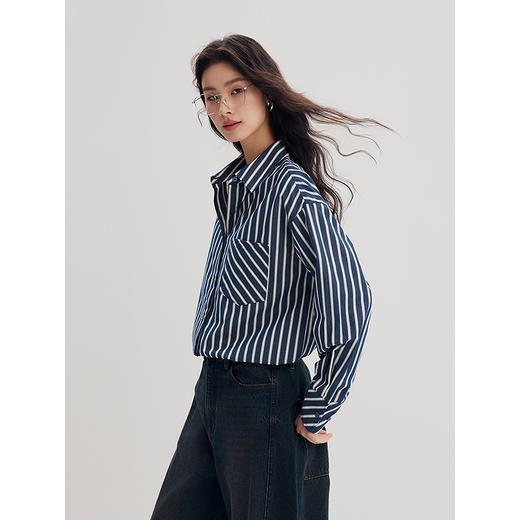 棉仓356604006-微微磨毛条纹衬衫 商品图1
