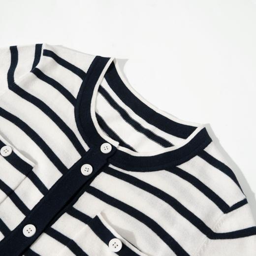 Grace&Glam 松弛感条纹羊毛圆领开衫 商品图2