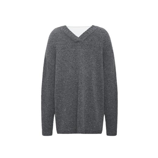 NUTH 深V领两穿宽松毛衣拼接假两件设计套头慵懒针织毛衣女 商品图8