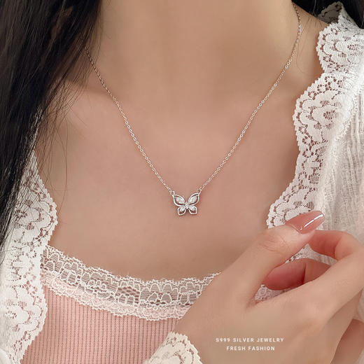 【慕蝶】S999银镂空蝴蝶项链【YXS-A3655】 商品图2