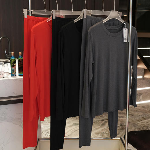 官网990！华家轻暖圆领莫代尔男士保暖内衣套装 秋冬薄款蓄热无痕打底秋衣秋裤 商品图7