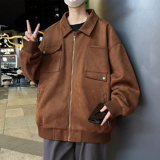 【新款DSL】大依优型大码翻领夹克加肥加大休闲胖子宽松外套上衣男装潮流 商品图1