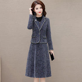 QYM 25888-L修身时尚连衣裙小香风短外套两件套裙