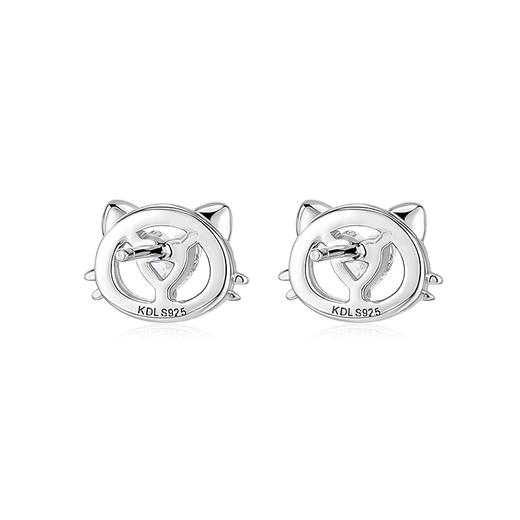 卡蒂罗/KADER 心动猫耳钉 轻奢时尚可爱萌趣猫咪造型设计耳饰 甜美灵动经典爱心闪钻配饰养耳洞 925银 送女生女友 商品图1