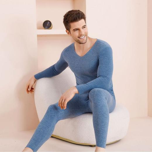 【澳洲天然羊毛，积蓄阳光热浪】秋冬新款羊毛蚕丝保暖内衣套装 女生无痕加厚男士秋衣秋裤 情侣圆领V领内衣套装-QQ 商品图2