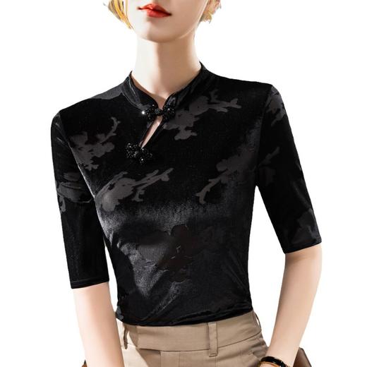 新中式中袖t恤盘扣丝绒洋气小衫XY-T3Q0653-CS 商品图4