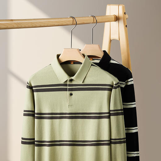 【新款DDP】大依优型大码条纹长袖Polo衫翻领男装加肥加大体恤大号上衣胖子弹力休闲商务 商品图10