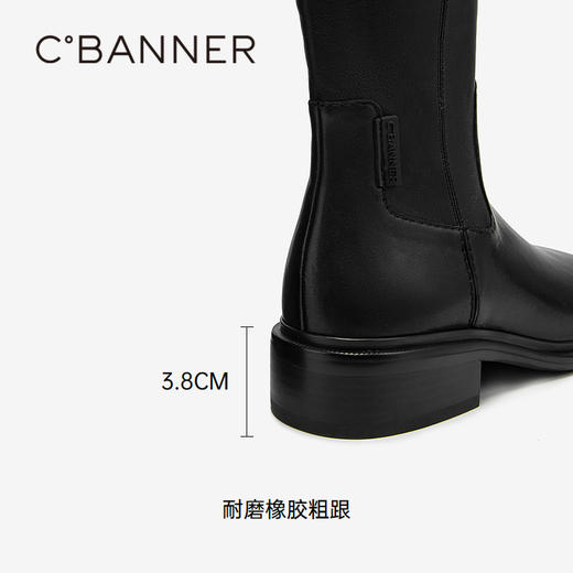 千百度美拉德低跟骑士靴女款冬季高筒西部靴长靴A24583912 商品图4