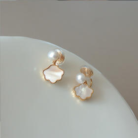 售完不补｜敦煌【浮云·贝母珍珠耳饰】新中式轻奢国风珍珠复古耳钉耳夹送女友