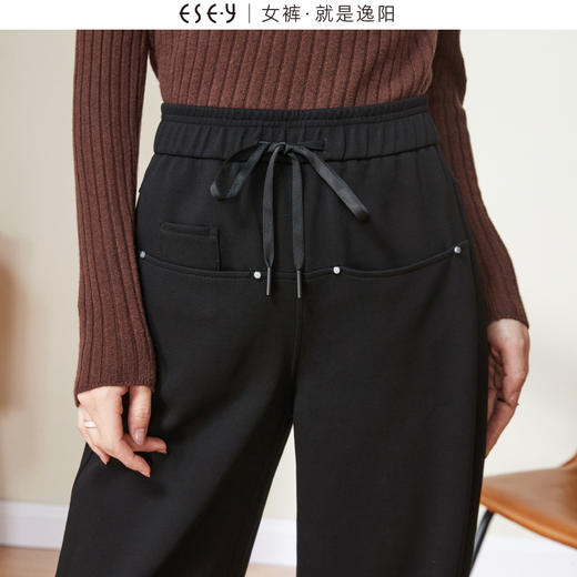 逸阳一字口袋白色香蕉裤女春新款高腰垂感直筒宽松阔腿裤子0529 商品图7