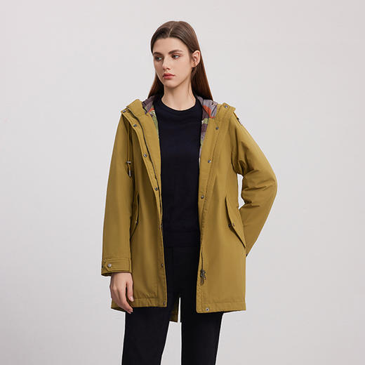 【连帽棉服外套】24年秋冬新品女士中长款保暖外套雪丽棉梭织外套 商品图0