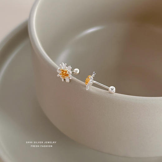 【小雏菊】S999银花朵耳钉【YXS-E4524】 商品图3