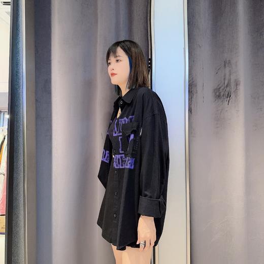 N1翻领单口袋字母长袖衬衫40820（黑） 秋季 143150020321 商品图2