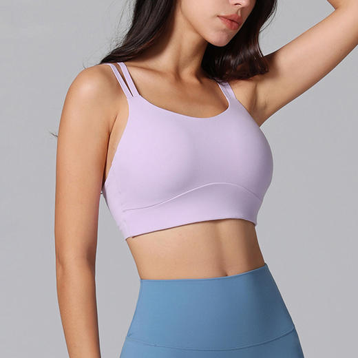 跃牌【瑞幸系列】聚拢细肩带美背莱卡瑜伽吊带bra背心一体式文胸固定杯运动内衣HWX020 商品图0