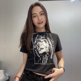 Z1圆领大图案印花短袖T恤40730（黑） 秋季 243010920321