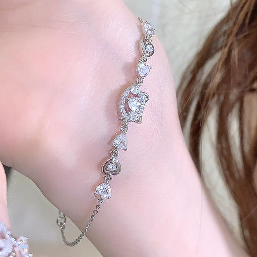 卡蒂罗/KADER 心愿猫手链 简约小众百搭镂空银饰品 轻奢高级感甜心少女手饰 闪锆吸睛 925银 送节日女朋友七夕礼盒 商品图3