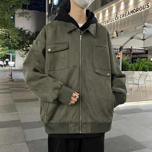 【新款DSL】大依优型大码翻领夹克加肥加大休闲胖子宽松外套上衣男装潮流 商品图5