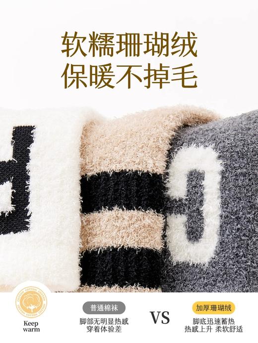 M19972-4（14-16cm / 鞋码21-24 / 2-3岁宝宝袜）贝比珊瑚绒童袜4双装 商品图4