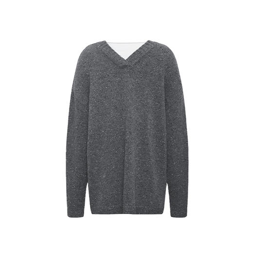 NUTH 深V领两穿宽松毛衣拼接假两件设计套头慵懒针织毛衣女 商品图6