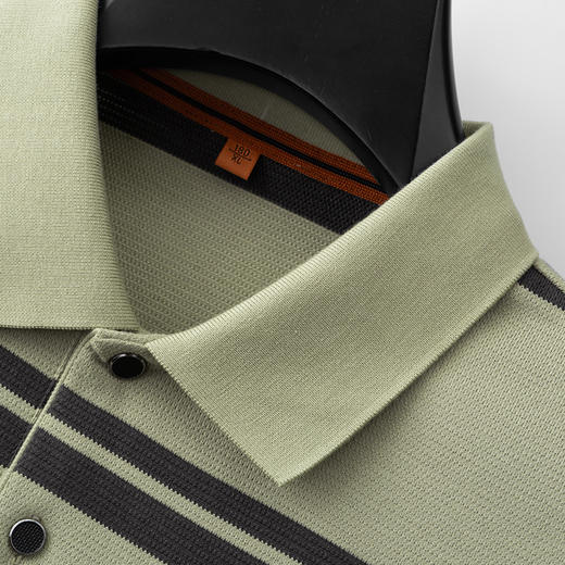 【新款DDP】大依优型大码条纹长袖Polo衫翻领男装加肥加大体恤大号上衣胖子弹力休闲商务 商品图3