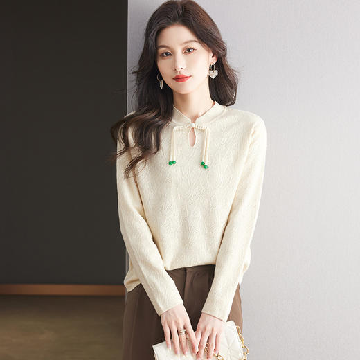新中式打底衫洋气质针织上衣，时尚国风设计感小衫CC- 56-5649 商品图2