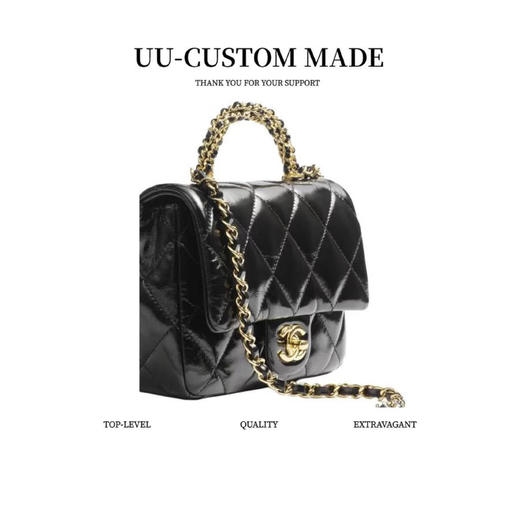 香奶奶24B*Logo标志金扣开合小羊皮单肩斜挎手提包 商品图2