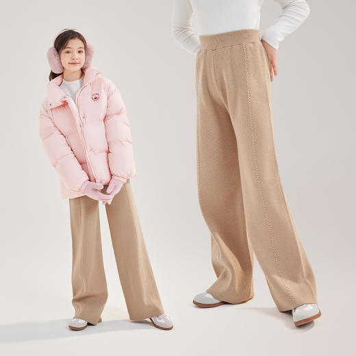 笛莎Deesha青少年女童裤子2024冬季新款淑女学院风直筒裤 商品图1