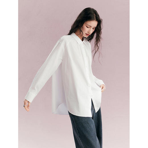 棉仓356604012-小方领碎褶纸质府绸衬衫 商品图2