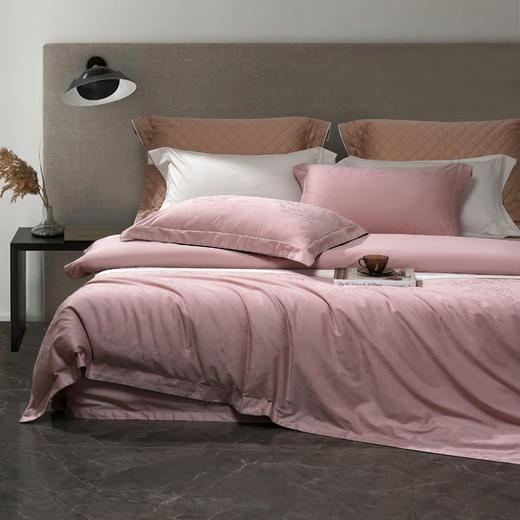 60长绒棉全棉四件套纯色大提花  叶琳-萝莉粉 商品图0