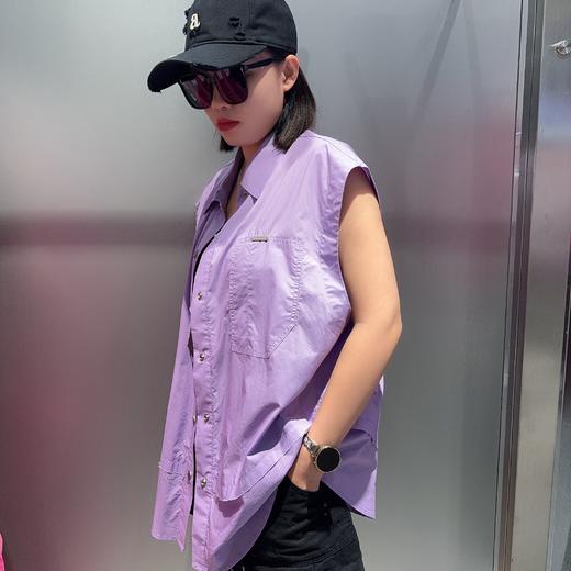1-19MZ翻领下摆分割线无袖衬衫40530（紫） 夏季 342160350321 商品图1