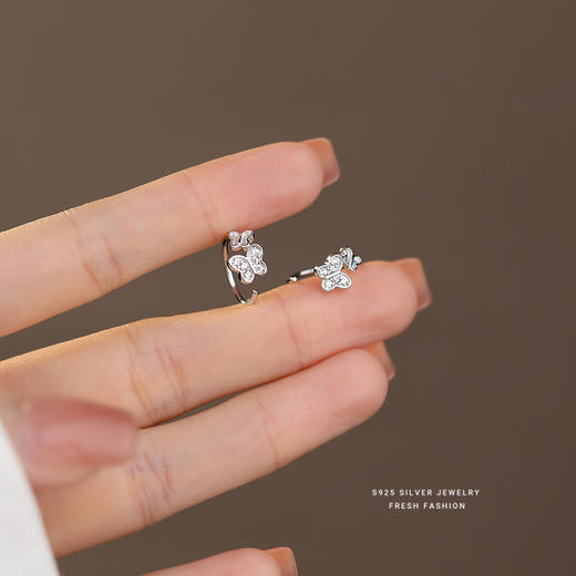 【蝶翼翩舞】S925银锆石满镶蝴蝶耳饰【YXS-E4443】 商品图2