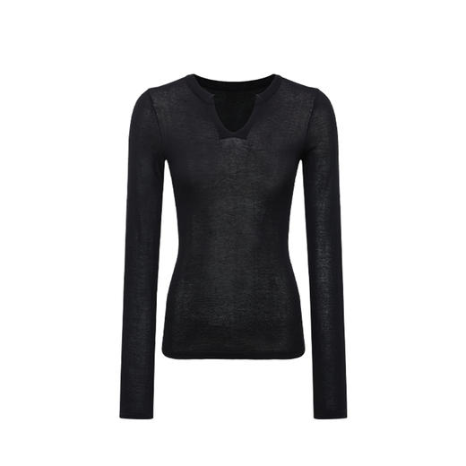 NUTH 亲肤半透长袖针织衫女薄款弹力修身打底针织上衣 商品图7