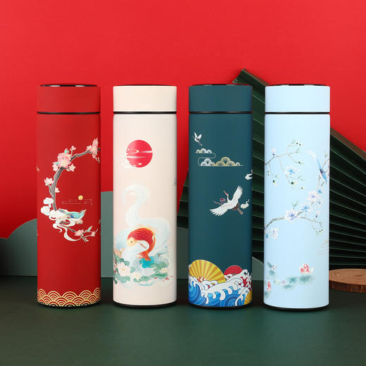中国风复古智能温度显示保温杯 ins风国潮保温杯 商务礼品 不锈钢水杯 公司创意礼品 国风保温杯礼盒 商品图3
