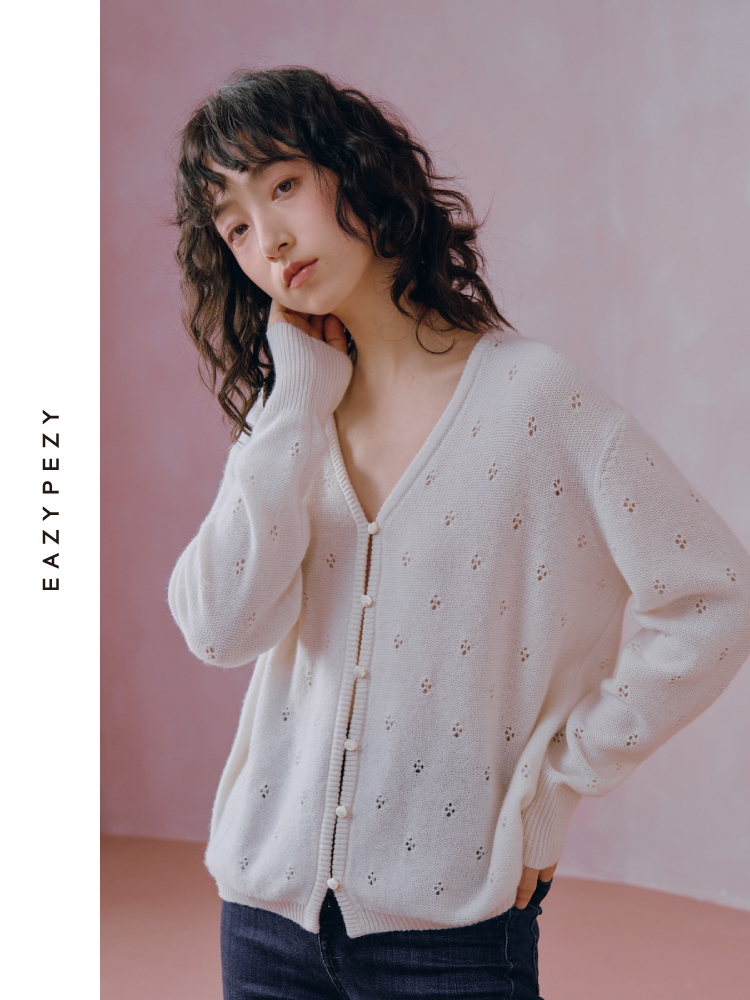 24AW 法式镂空羊绒开衫