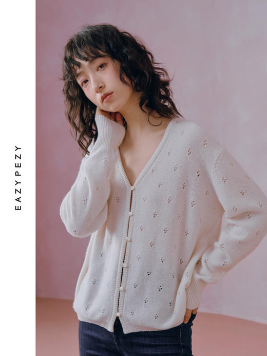 24AW 法式镂空羊绒开衫 商品图0