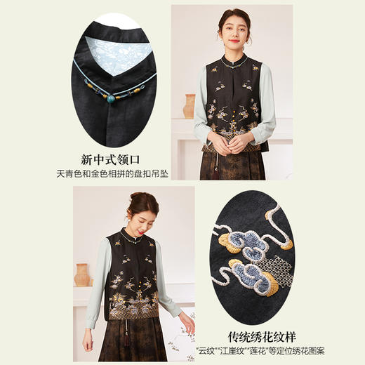 乔万尼香云纱马甲女款新款春秋中式刺绣EM3H477 商品图2